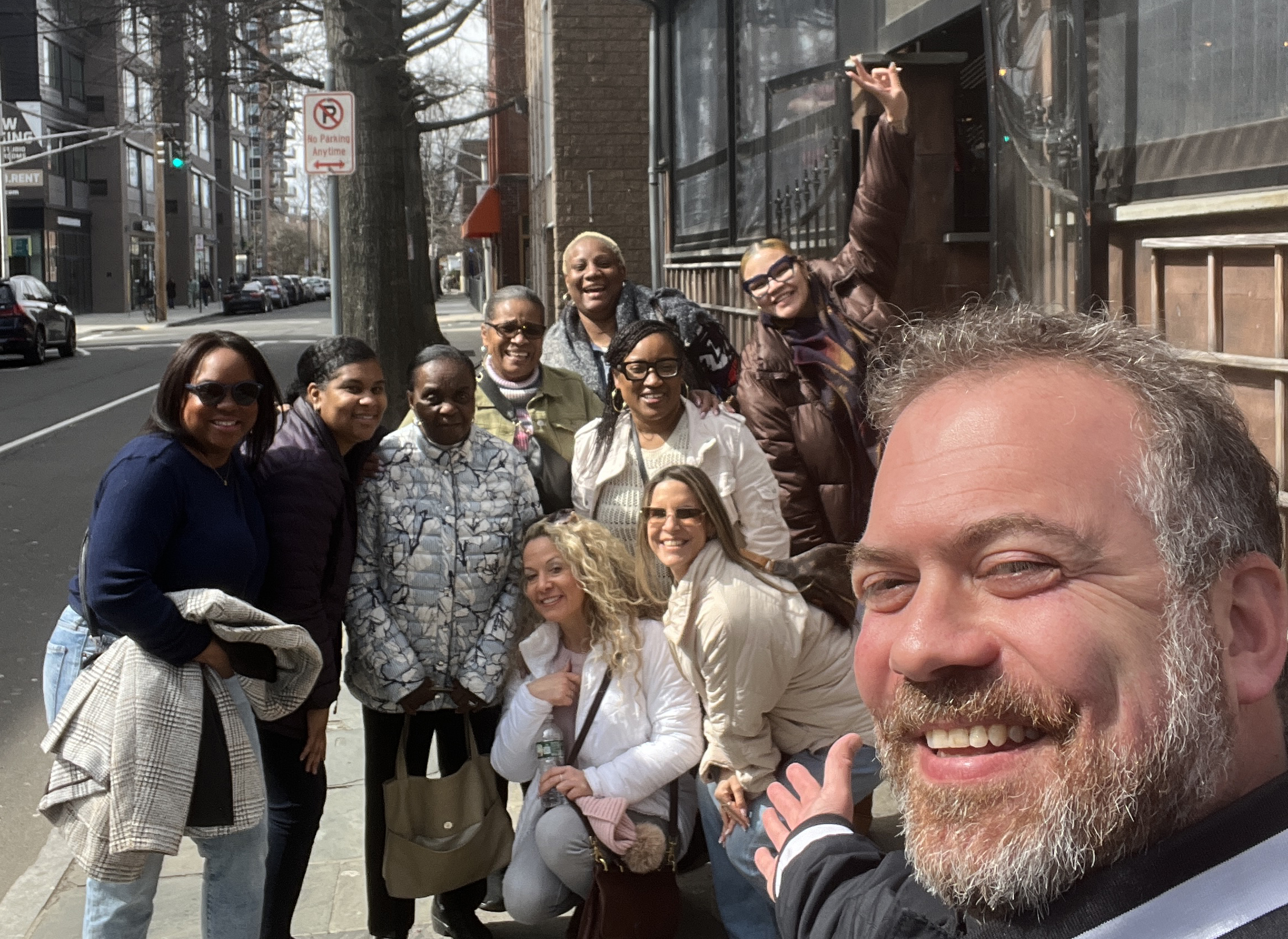 Tour group exploring New Haven's food scene
